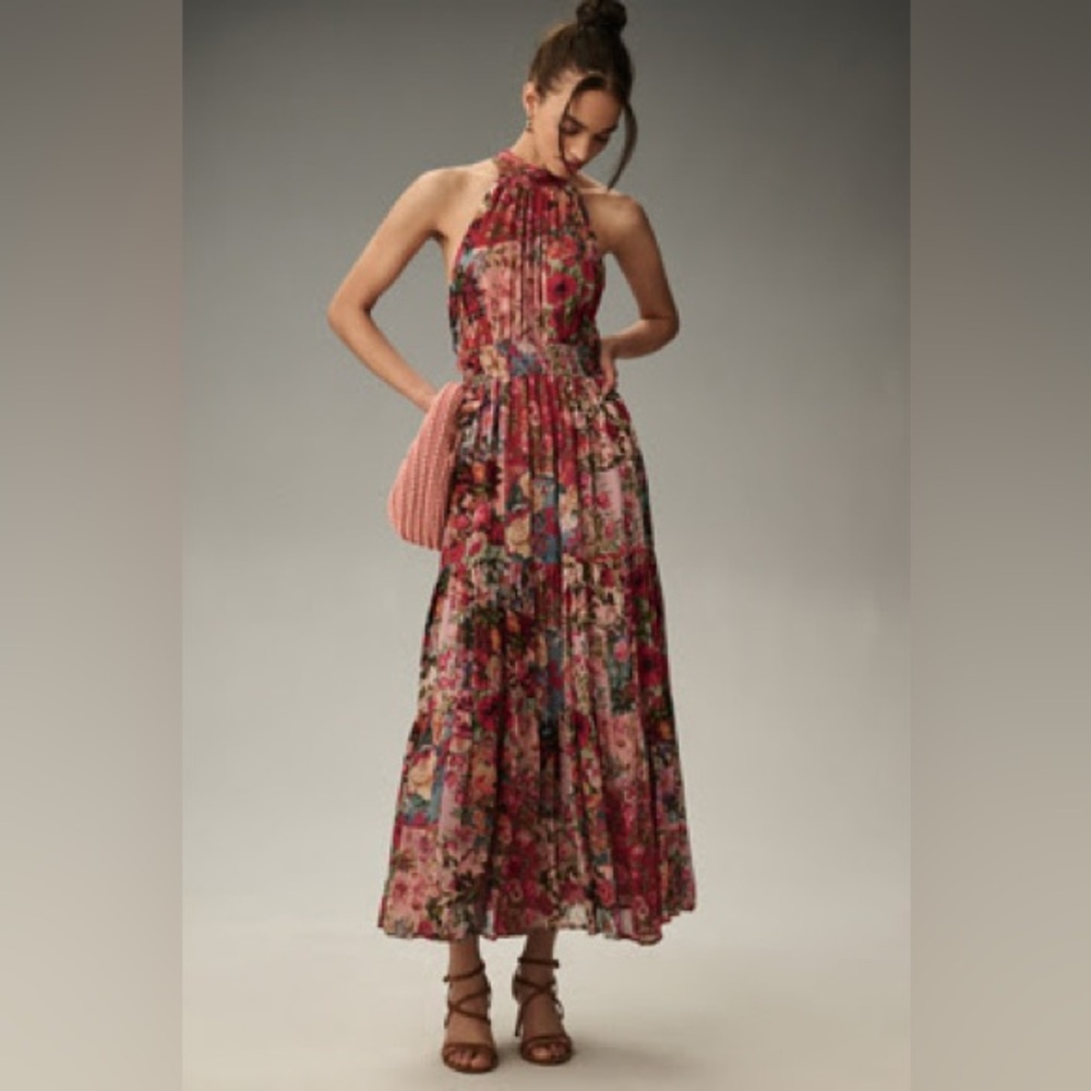 Anthropologie Somerset Floral Halter Maxi Dress
